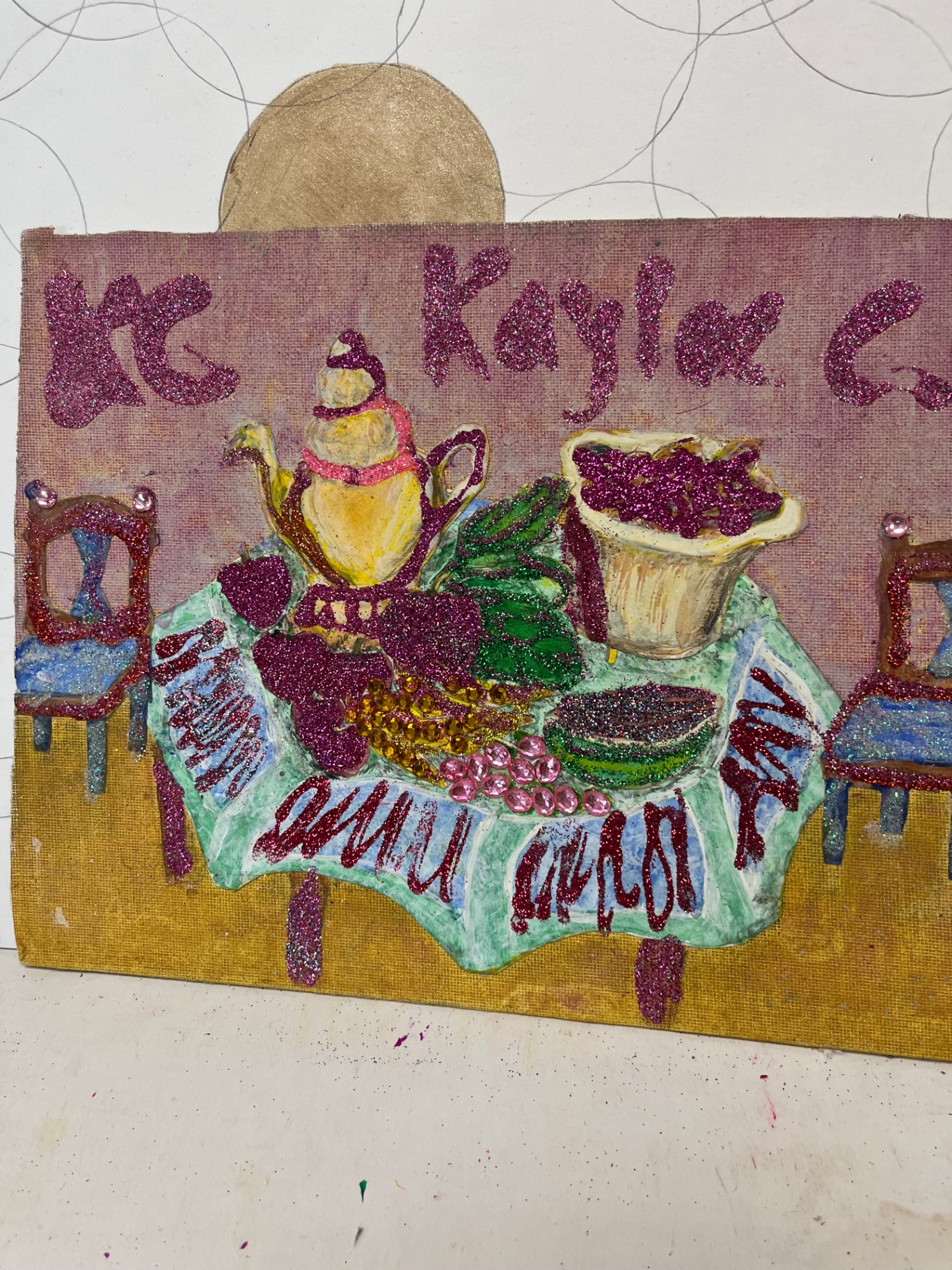 kayla — tea table with glitter